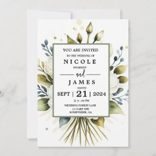Elegant White Watercolor Floral Invitation
