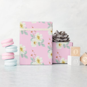 Elegant White Watercolor Floral Wrapping Paper