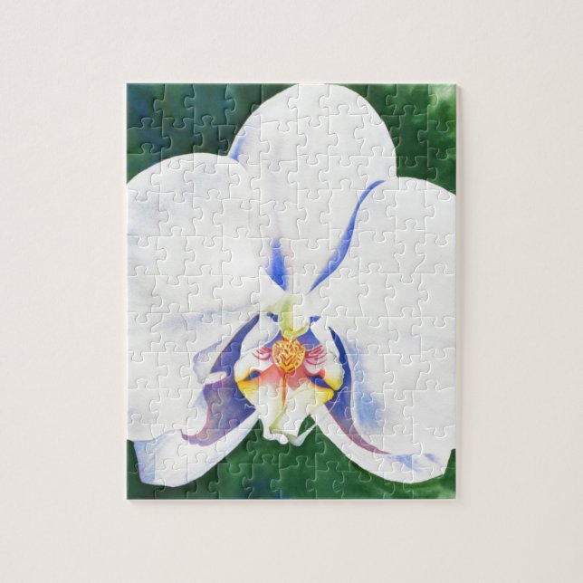 Elegant white watercolor orchid  jigsaw puzzle (Vertical)