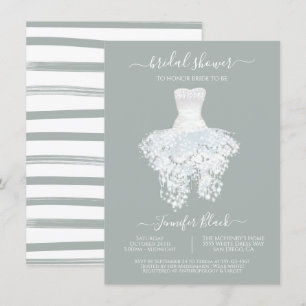Elegant White Wedding dress bridal shower Invitati Invitation