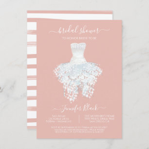 Elegant White Wedding dress bridal shower Invitati Invitation