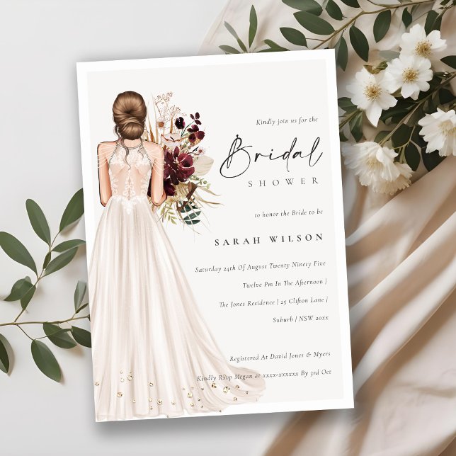 Elegant White Wedding Gown Bridal Shower Invite (Creator Uploaded)