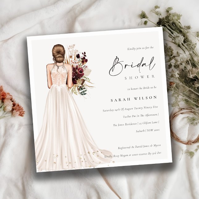 Elegant White Wedding Gown Bridal Shower Invite (Creator Uploaded)