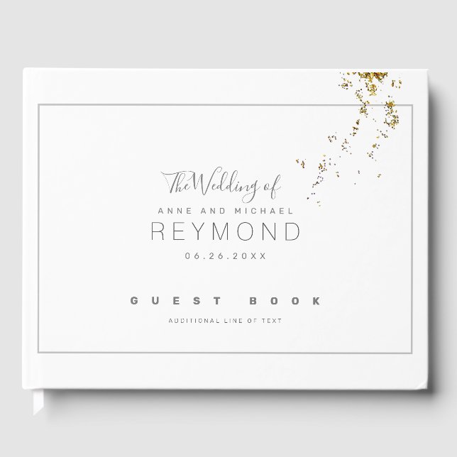 elegant white wedding guest-book guest book (Front)