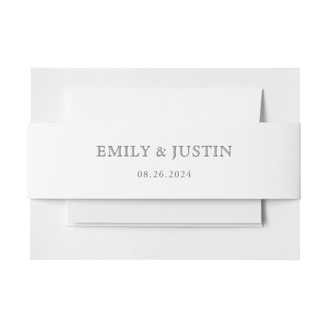Elegant White Wedding Invitation Belly Band (Front Example)