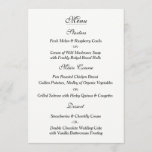 Elegant White Wedding Menu Card<br><div class="desc">Elegant White Wedding Menu Card. A simple yet beautiful layout ideal for showcasing your special wedding menu. Add your custom information to make the perfect presentation.</div>