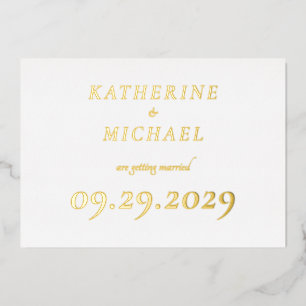 Elegant White Wedding Real Gold Foil Invitations