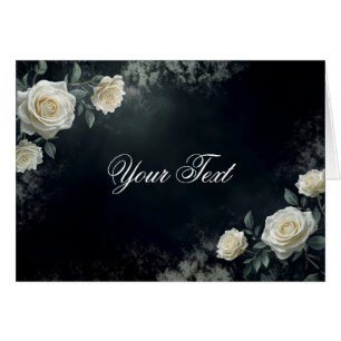 Elegant White Wedding Roses on Black Background
