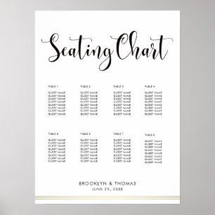 Elegant White Wedding Seating Chart 18x24
