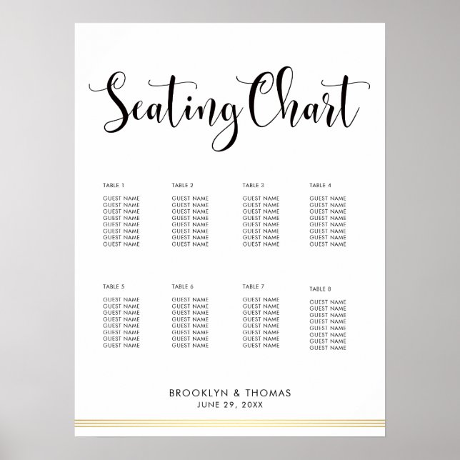 Elegant White Wedding Seating Chart 18x24 (Front)