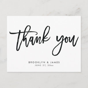 Elegant White Wedding Thank You Script Postcards