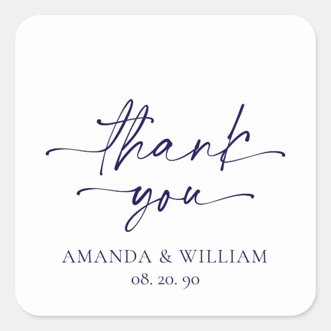 Elegant White Wedding Thank You Sticker (Front)