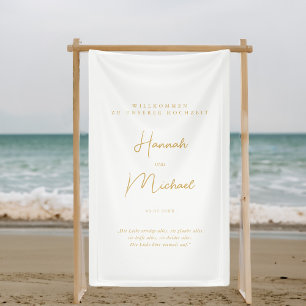 Elegant, white, "Welcome to our wedding" Banner