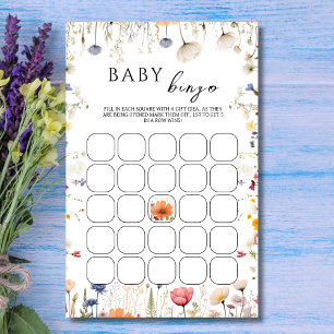 Elegant White Wildflower Bloom Baby Shower Bingo