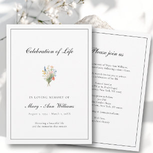 Elegant White Wildflower Celebration of Life Invitation