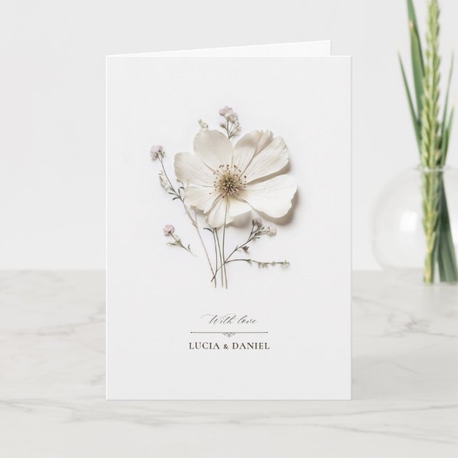 Elegant White Wildflower Folded Wedding Invitation (Front)