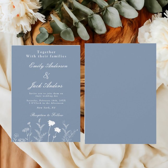 Elegant White Wildflower Periwinkle Wedding Invita Save The Date (Creator Uploaded)