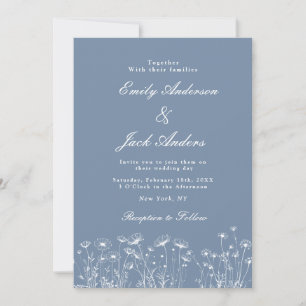 Elegant White Wildflower Periwinkle Wedding  Save The Date
