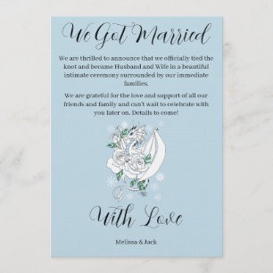 Elegant White Winter Fantasy Dragon Roses Wedding  Invitation