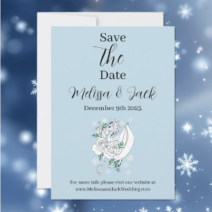Elegant White Winter Fantasy Dragon Roses Wedding Save The Date