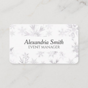 Elegant White Winter Snowflakes Business Card