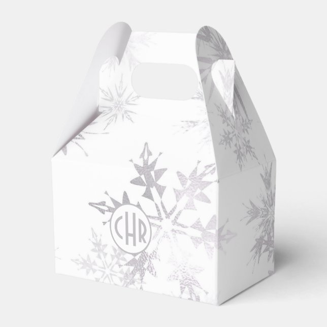 Elegant White Winter Snowflakes Favour Box (Front Side)