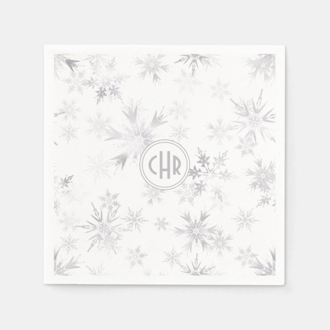 Elegant White Winter Snowflakes Napkin (Front)