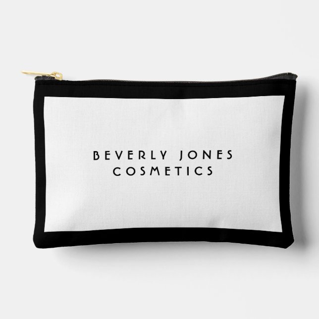 Elegant White with Black Border  Accessory Pouch (Front)