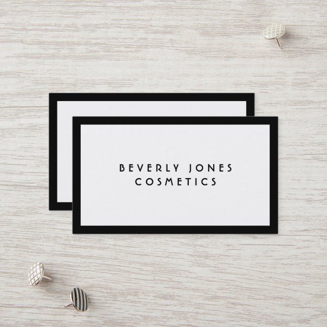 Elegant White with Black Border Business Card (Front/Back In Situ)