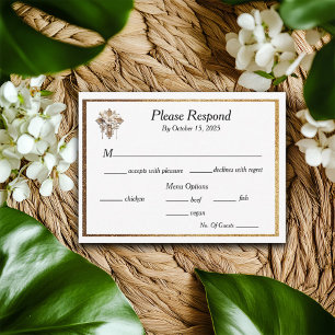 Elegant White with Gold Trim RSVP Card