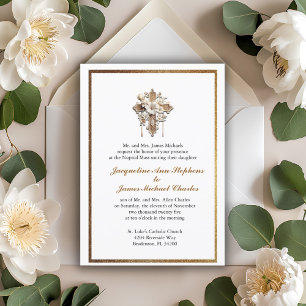 Elegant White with Gold Trim Wedding Invitation