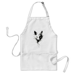 Elegant White Wolf Art in Black Ink Standard Apron
