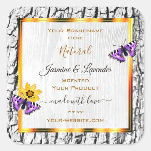 Elegant White Wood Grain Tree Bark Product Labels