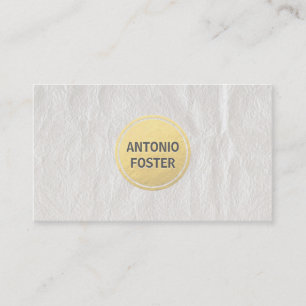 Elegant White Wrinkled Paper Gold Circle Designer Business Card