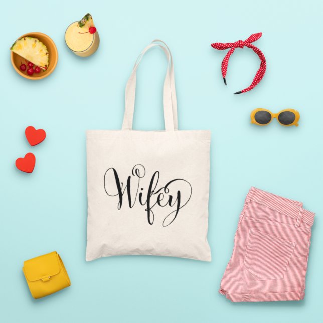Elegant Wifey Calligraphy Flourish Wedding Tote Bag (Creator Uploaded)
