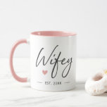 Elegant Wifey Modern Typography Wife Mrs Hers Chic Mug<br><div class="desc">Modern typography "Wifey" mug. Personalised with the wedding year,  this coffee mug would make a great gift for a bridal shower,  wedding,  anniversary,  or another occasion. Matching "Hubby" mug available: https://www.zazzle.com/hubby_modern_typography_husband_anniversary_mug-168776518852714498</div>