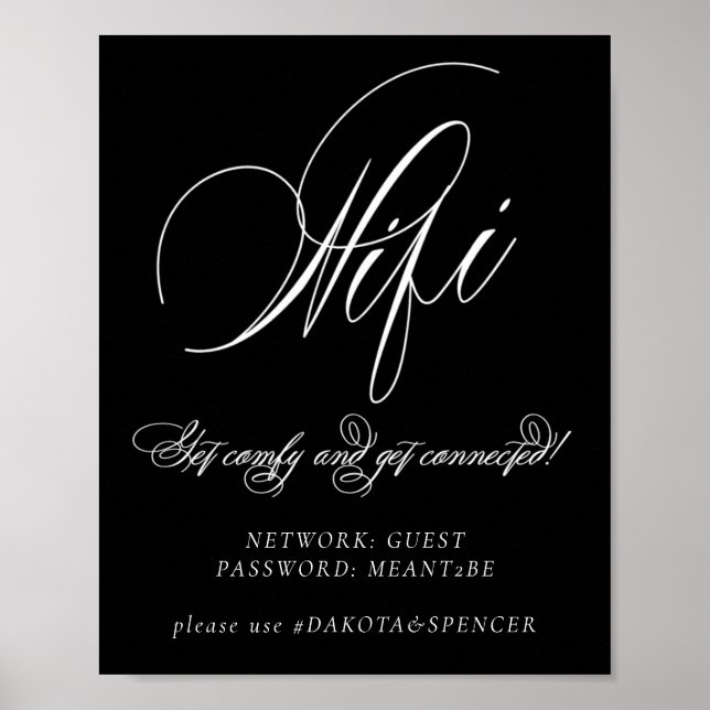 Elegant Wifi and Social Media White Calligraphy Poster (Front)