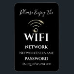 Elegant WiFi   Magnet<br><div class="desc">Elegant WiFi Magnet features WiFi sign and modern text template in black background.A perfect design for Hotels, cafe, Office, Guest room, rental home.Also great as gift to your family .Please click on the personalise button to customise it with your text .Kindly visit my store " loveyouart" for other or similar...</div>