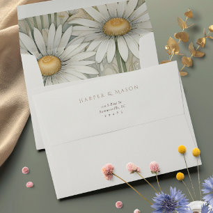 Elegant Wild Daisy Fully Printed Wedding Envelope