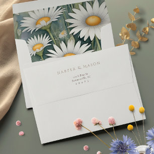 Elegant Wild Daisy Fully Printed Wedding Envelope