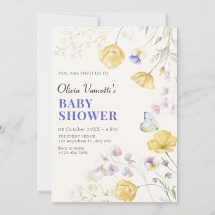 Elegant wild floral baby shower invitation