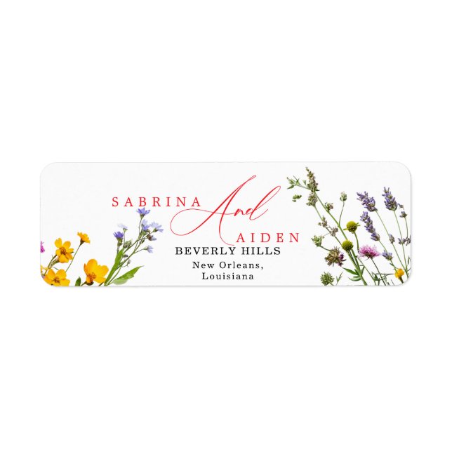 Elegant Wild Flower Blooming Garden Wedding Return Address Label (Front)