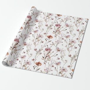 Elegant wild flower Boho wedding wrapping paper