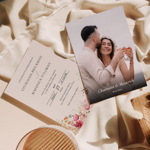 Elegant Wild Flower Photo Wedding Invitation