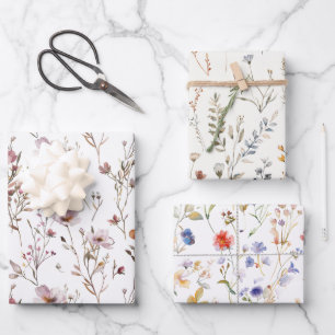 Elegant wild flower wedding gift wrapping paper sheet