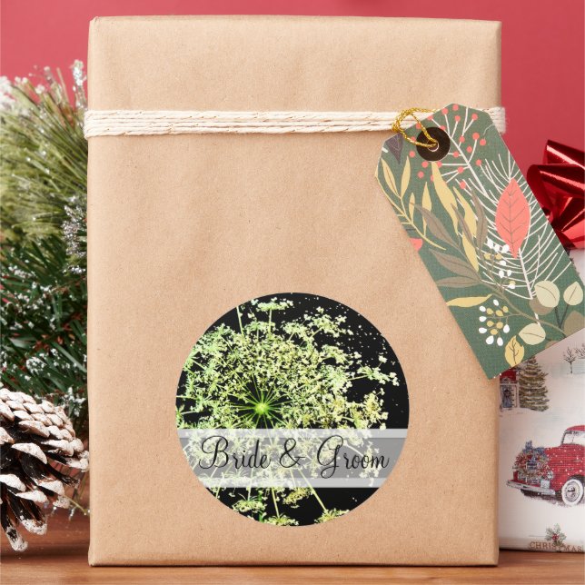 Elegant Wild Flower with Swirls Wedding Stickers (Holiday)