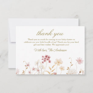 Elegant Wild Flowers Baby Shower Thank You Card