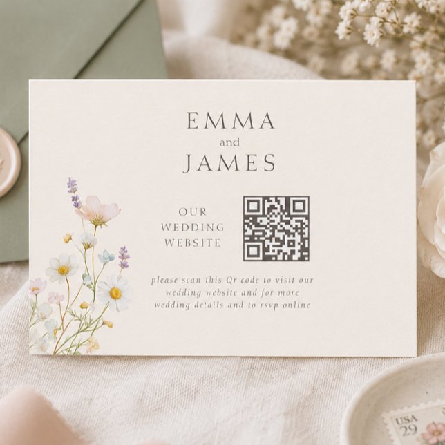 Elegant Wild Flowers Wedding Website Enclosure Card (Elegant Wild Flowers Wedding Website Enclosure Card)