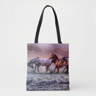 Elegant Wild Horses Artwork   Tote Bag