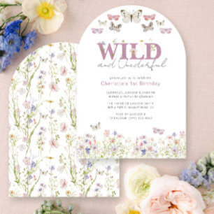 Elegant Wild & Onederful Butterflies 1st Birthday  Invitation